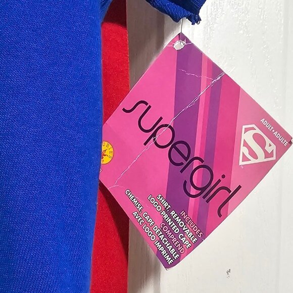 Womens Supergirl Top T-Shirt Cape DC Comics Costume Cosplay Justice League LARGE - Picture 4 of 6